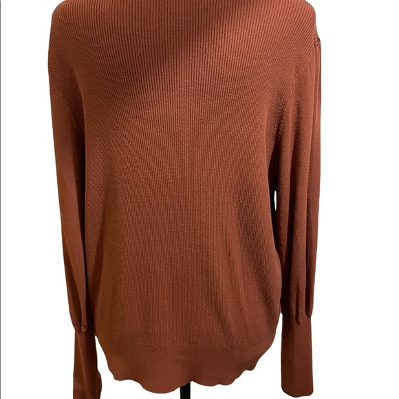 Halogen womens balloon sleeve ribbed sweater. Burnt orange size 1 Small - Picture 7 of 14
